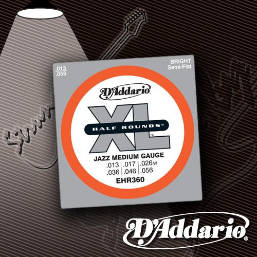 Струны для электрогитары D'Addario EHR-360 XL Half Rounds Jazz 13-56 Струны для электрогитары D'Addario EHR-360 XL Half Rounds Jazz 13-56