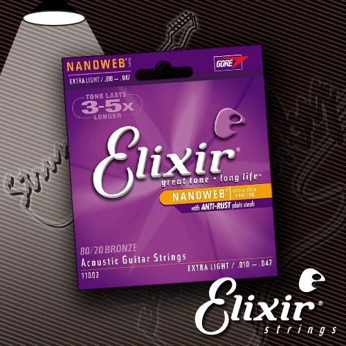 Струны для акустической гитары ELIXIR 11002 80/20 Bronze NanoWeb 10-47