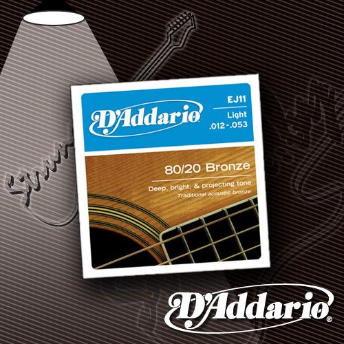 Струны для акустической гитары D'Addario EJ-11 80-20 Bronze 12-53