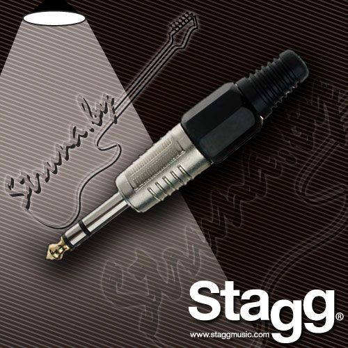 Разъем Jack (stereo) Stagg 002STH. Профессиональный никель/ПВХ разъем стерео-Jack 1/4