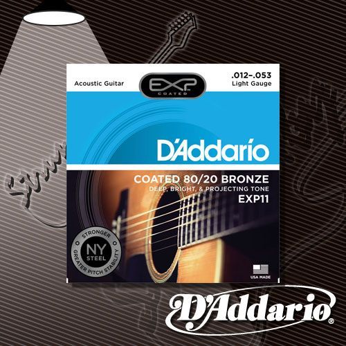 Струны для акустической гитары D'Addario EXP-11 80-20 Bronze 12-53