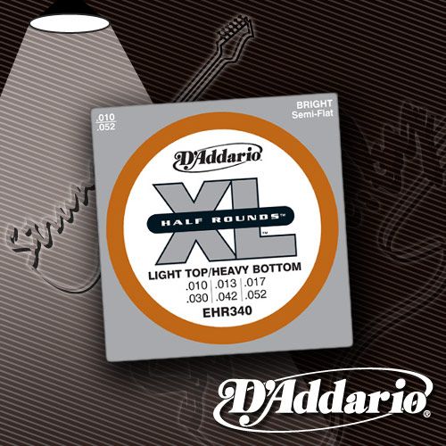 Струны для электрогитары D'Addario EHR-340 XL Half Rounds 10-52 Струны для электрогитары D'Addario EHR-340 XL Half Rounds 10-52