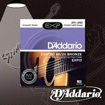 Струны для акустической гитары D'Addario EXP-13 80-20 Bronze 11-52