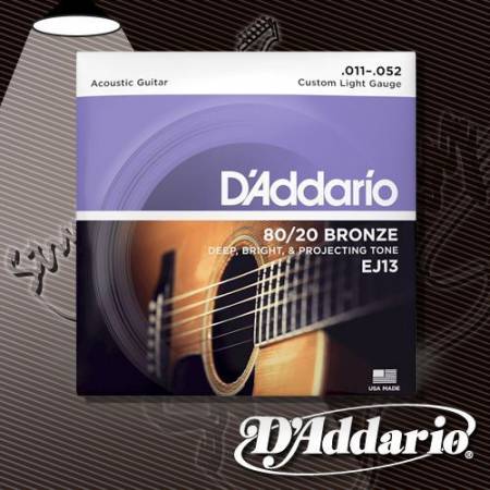Струны для акустической гитары D'Addario  EJ-13 Bronze 11-52