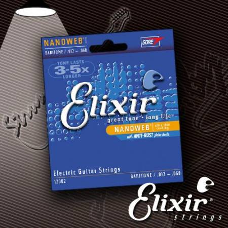 Струны для электрогитары ELIXIR 12302 NanoWeb 12-68