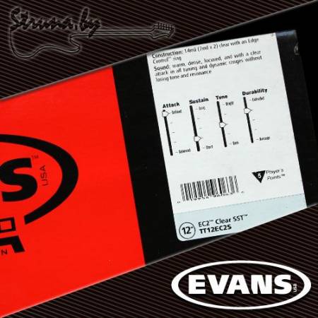 12" пластик для тома/малого барабана Evans TT12EC2S EQ2 Clear