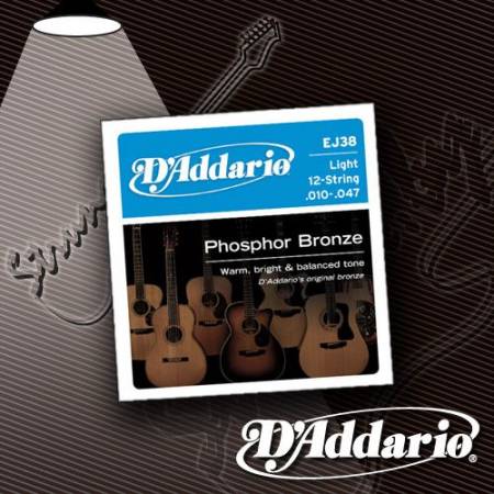 Струны для 12-струнной акустической гитары D'Addario EJ-38 Phosphor Bronze 10-47