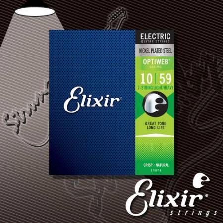 Струны для 7-струнной электрогитары ELIXIR 19074 OPTIWEB 7-String Light Nickel