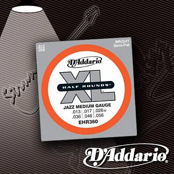 Струны для электрогитары D'Addario EHR-360 XL Half Rounds Jazz 13-56
