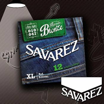 Струны для 12-струнной акустической гитары Savarez A230XL Extra Light 10-47