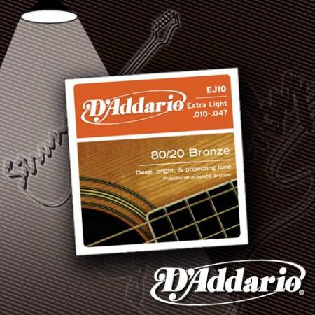 Струны для акустической гитары D'Addario EJ-10 80-20 Bronze 10-47