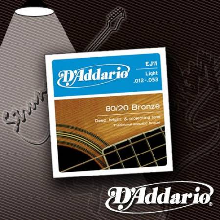 Струны для акустической гитары D'Addario EJ-11 80-20 Bronze 12-53