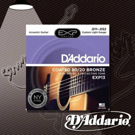 Струны для акустической гитары D'Addario EXP-13 80-20 Bronze 11-52
