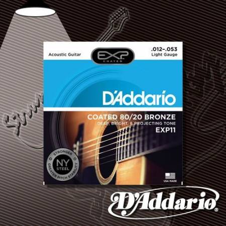 Струны для акустической гитары D'Addario EXP-11 80-20 Bronze 12-53