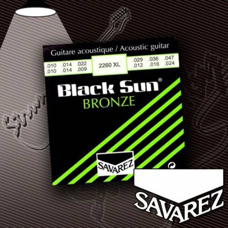 Струны для 12-струнной акустической гитары Savarez 2630XL Black Sun Light 10-47