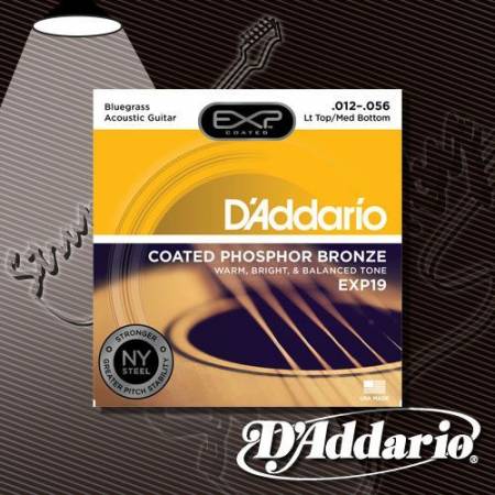Струны для акустической гитары D'Addario EXP-19 Coated Phosphor Bronze 12-56