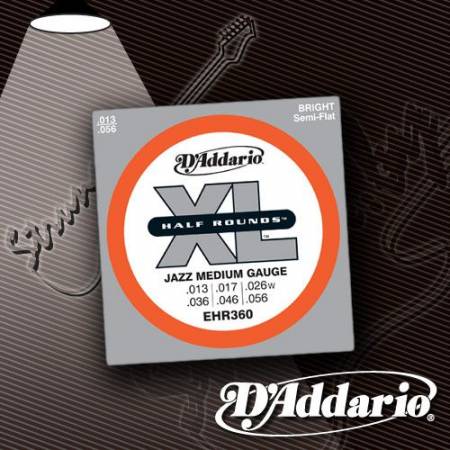 Струны для электрогитары D'Addario EHR-360 XL Half Rounds Jazz 13-56