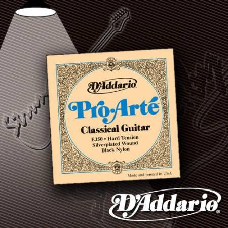 Струны для классической гитары D'Addario EJ-50 Pro-Arte Black Nylon Hard