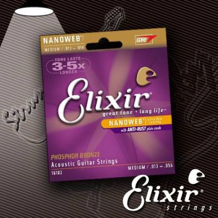 Струны для акустической гитары ELIXIR 16102 Phosphor Bronze NanoWeb 13-56