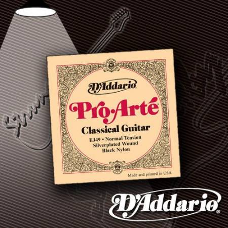 Струны для классической гитары D'Addario EJ-49 Pro-Arte Black Nylon Normal