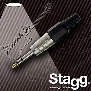 Разъем Jack (stereo) Stagg 002STH. Профессиональный никель/ПВХ разъем стерео-Jack 1/4
