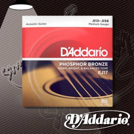 Струны для акустической гитары D'Addario  EJ-17 Phosphor Bronze 13-56
