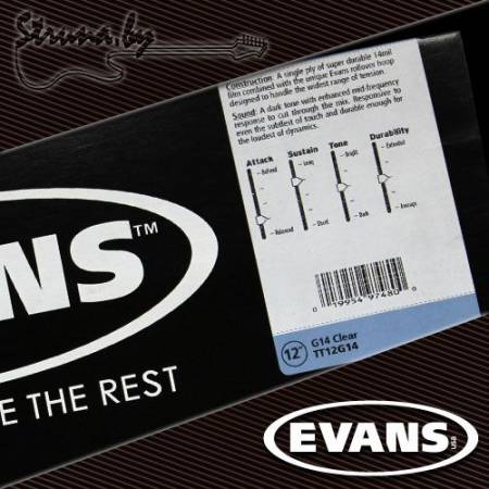 12" пластик для тома/малого барабана Evans TT12G14 G14 Clear
