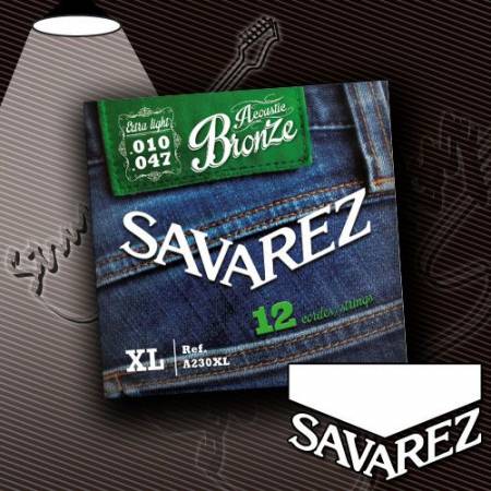 Струны для 12-струнной акустической гитары Savarez A230XL Extra Light 10-47
