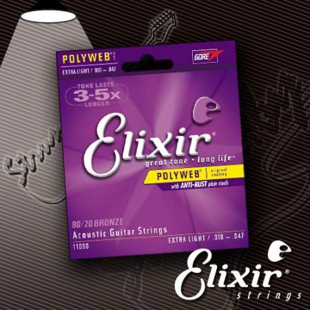 Струны для акустической гитары ELIXIR 11000 80/20 Bronze PolyWeb 10-47