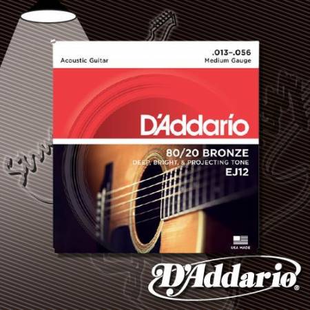 Струны для акустической гитары D'Addario  EJ-12 Bronze 13-56