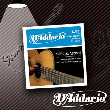 Струны для 12-струнной акустической гитары D'Addario EJ-35 Silk'n'Steel Folk 11-47